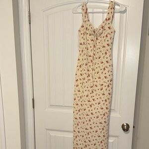 See You Monday Cream and Red Floral Maxi Dress